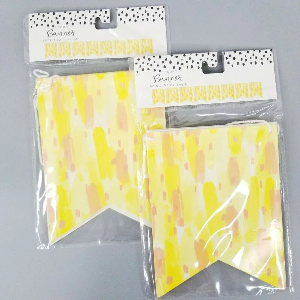 Happy Birthday Party Decorations Bundle Banners Door Hanger Yellow Lot of 5 NEW